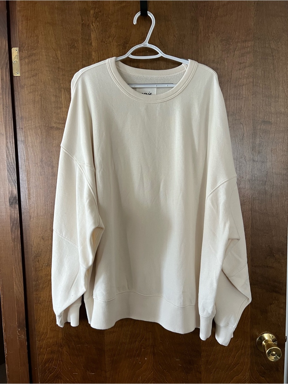 aerie Cream Relaxed Crewneck Sweatshirt